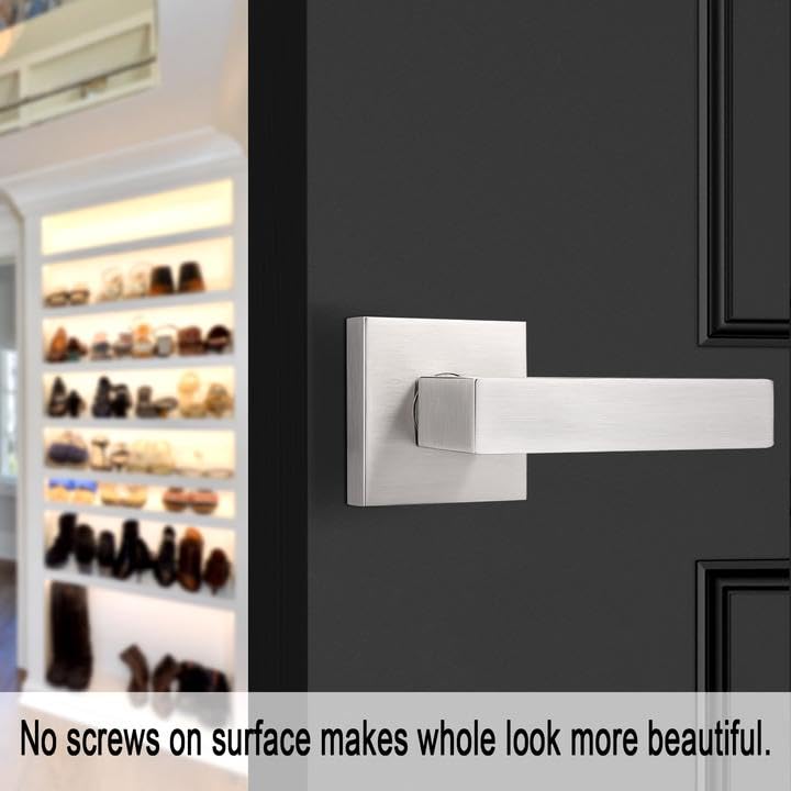 Probrico Dummy Door Handles in Satin Nickel, Half Dummy Levers Non-Turning Function Door Levers Set, Square Bar Modern Style, Universal Handing,Heavy Duty, 10 Pack (Single Side) - Image 3